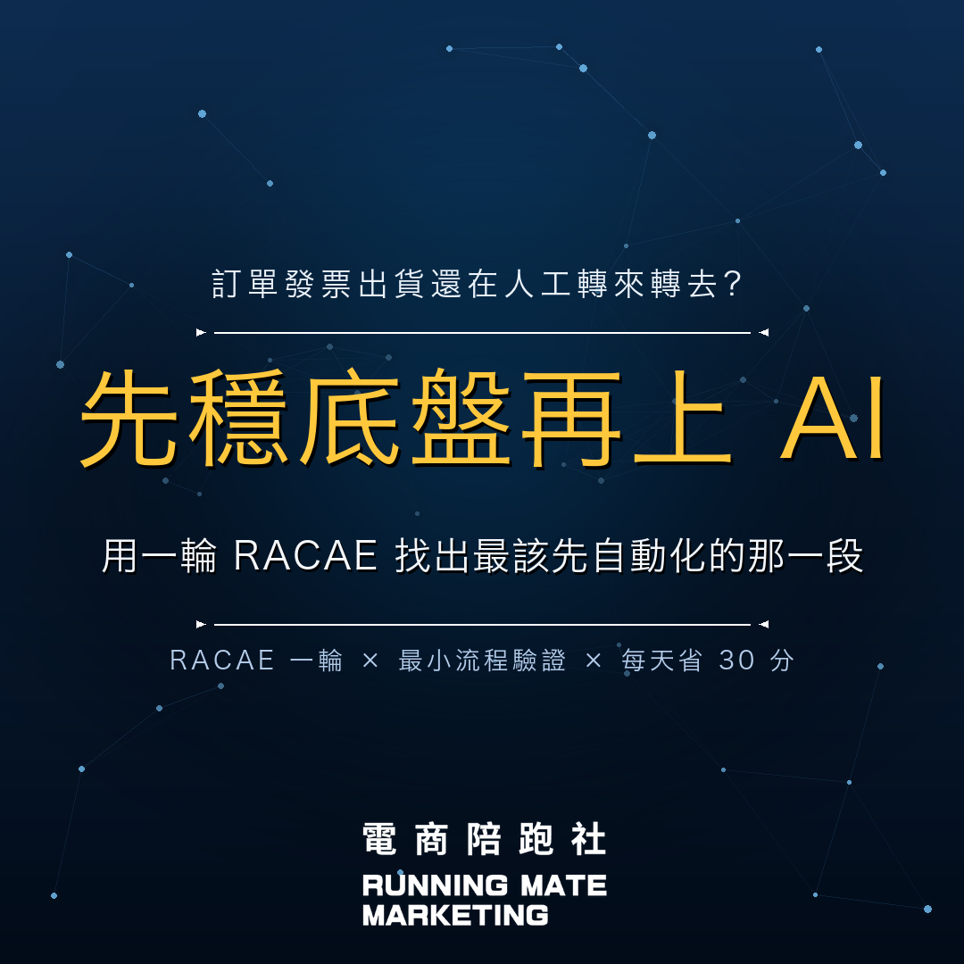 中小企業營運自動化:用一輪 RACAE 找最該先做的那段 — RunningMate 電商陪跑社